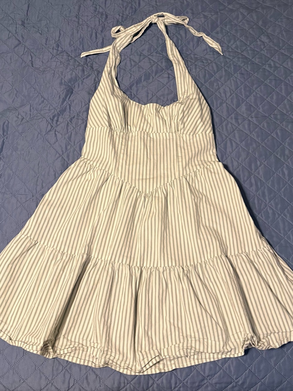Wild Fable Striped Halter Sundress Light Green and White (S)